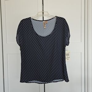NWT: Eyeshadow silky polka dot top size M
